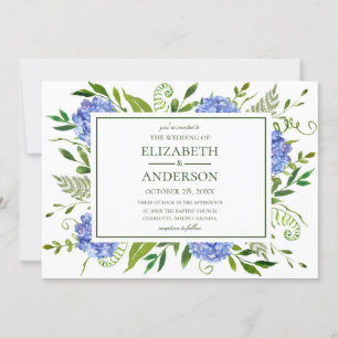 Blue Hydrangeas Wedding Kaart