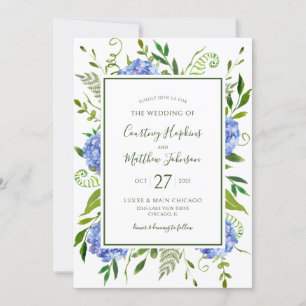 Blue Hydrangeas Wedding Kaart