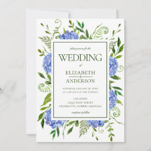Blue Hydrangeas Wedding Kaart