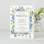 Blue Hydrangeas Wedding Kaart (Staand voorkant)