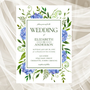 Blue Hydrangeas Wedding Kaart