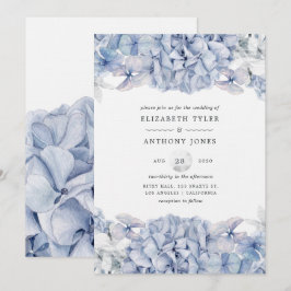 Blue Hydrangeas Wedding Kaart