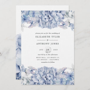 Blue Hydrangeas Wedding Kaart