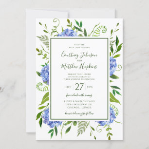Blue Hydrangeas Wedding Kaart