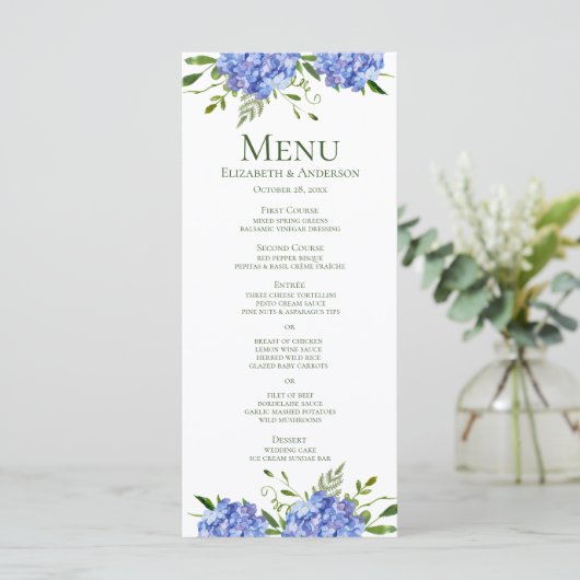 Blue Hydrangeas Wedding Menu (Staand voorkant)