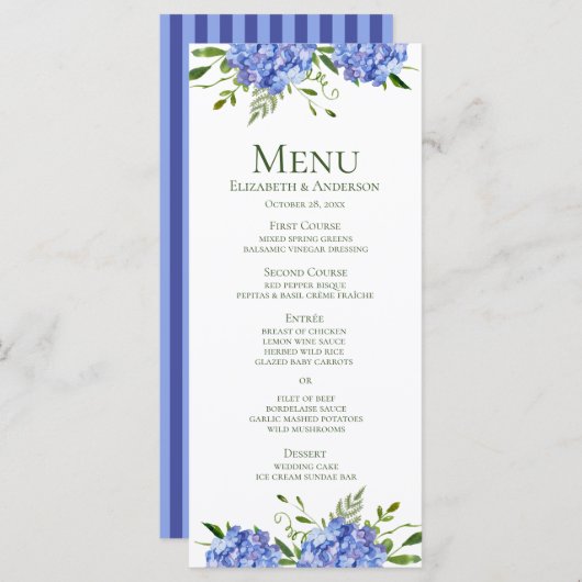 Blue Hydrangeas Wedding Menu (Voorkant / Achterkant)