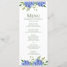 Blue Hydrangeas Wedding Menu