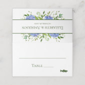 Blue Hydrangeas Wedding Plaatskaartje (Buitenkant ongevouwen)