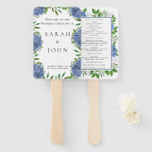 Blue Hydrangeas Wedding Program Handje Fan Handwaaier (Voorkant en achterkant)