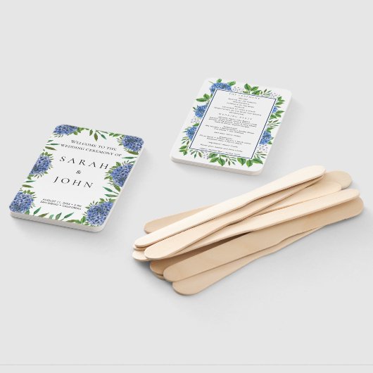 Blue Hydrangeas Wedding Program Handje Fan Handwaaier (Niet-gemonteerd)