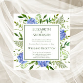 Blue Hydrangeas Wedding Reception Kaart