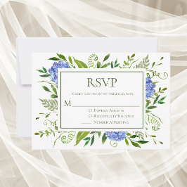 Blue Hydrangeas Wedding RSVP Kaartje