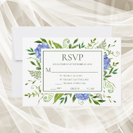 Blue Hydrangeas Wedding RSVP Kaartje
