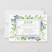 Blue Hydrangeas Wedding RSVP Kaartje (Voorkant)