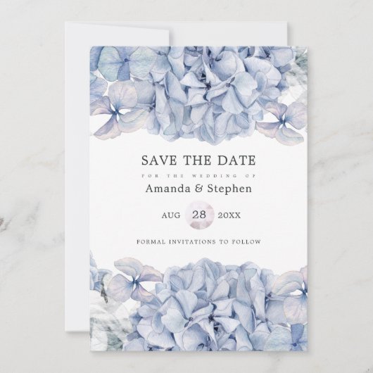Blue Hydrangeas Wedding Save The Date (Voorkant)