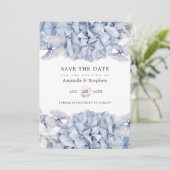 Blue Hydrangeas Wedding Save The Date (Staand voorkant)