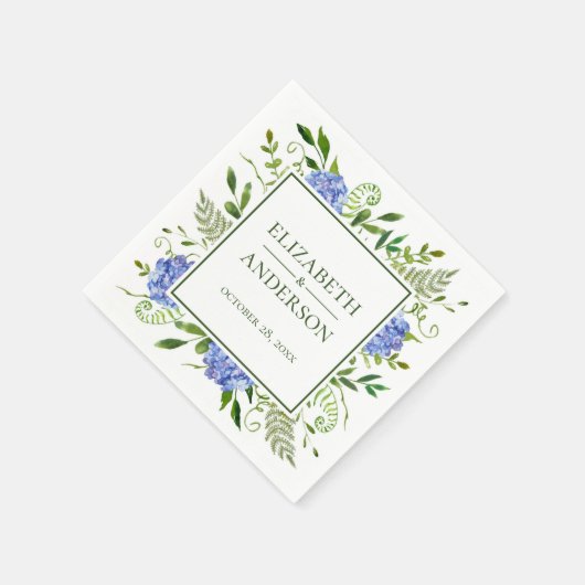 Blue Hydrangeas Wedding Servet (Hoek)