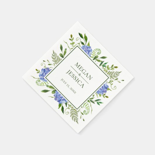 Blue Hydrangeas Wedding Servet (Hoek)