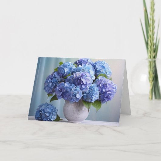 Blue Hydrangeas Wenskaart Feestdagen Kaart (Voorkant)