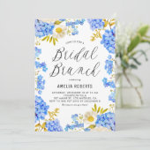 Blue Hydrangeas Winter Floral Bridal Brunch Kaart (Staand voorkant)