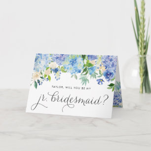 Blue Hydrangeas zal je mijn junior Bridesmaid zijn Kaart