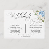 Blue Hygrangea Script Details Enclosure Card Informatiekaartje (Voorkant)