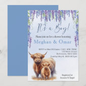 Blue Hyrdrangeas Highland koe baby shower Kaart (Voorkant / Achterkant)