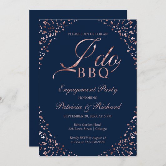 Blue I DO BBQ Engagement Party Aankondiging (Voorkant / Achterkant)