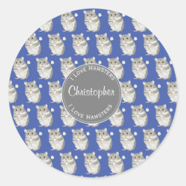 Blue I hou van Hamsters Gray Hamster Pattern Ronde Sticker