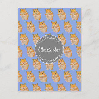 Blue I hou van Hamsters Hamster Pattern Briefkaart