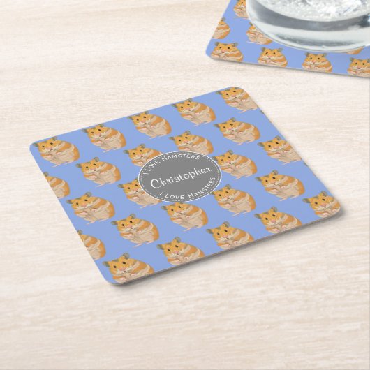 Blue I hou van Hamsters Hamster Pattern Kartonnen Onderzetters (Schuin)