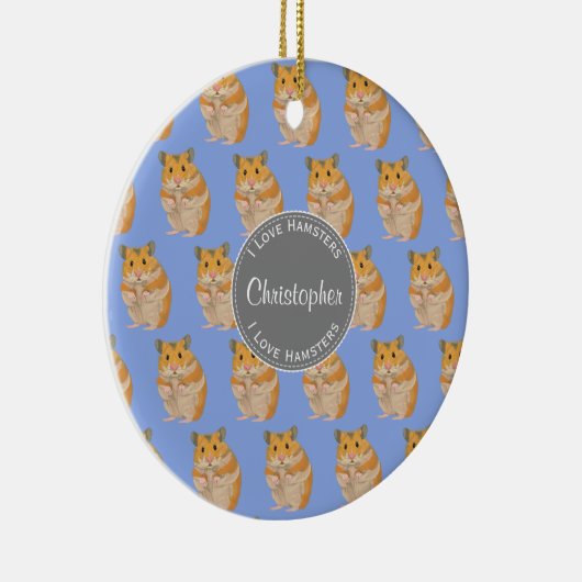 Blue I hou van Hamsters Hamster Pattern Keramisch Ornament (Rechts)