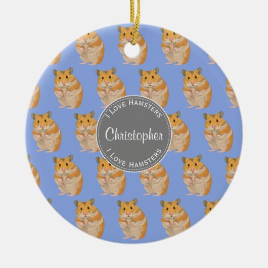 Blue I hou van Hamsters Hamster Pattern Keramisch Ornament (Voorkant)