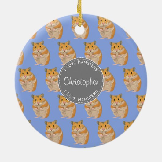Blue I hou van Hamsters Hamster Pattern Keramisch Ornament (Achterkant)