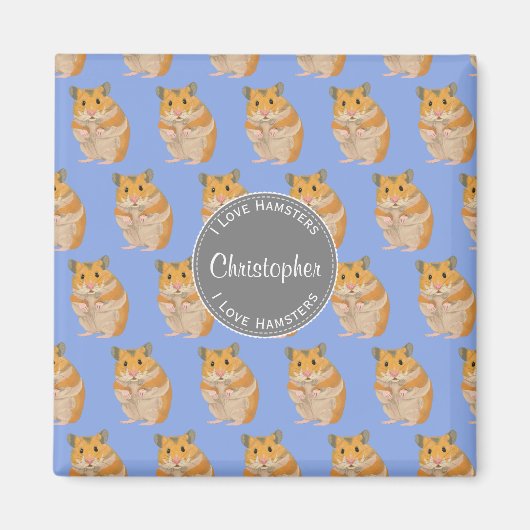 Blue I hou van Hamsters Hamster Pattern Magneet (Voorkant)