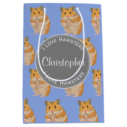 Blue I hou van Hamsters Hamster Pattern Medium Cadeauzakje (Voorkant)