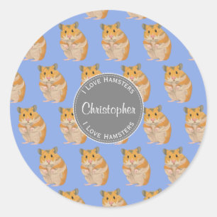 Blue I hou van Hamsters Hamster Pattern Ronde Sticker