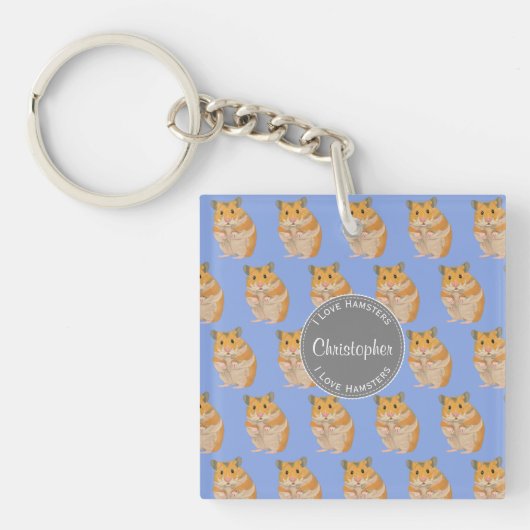 Blue I hou van Hamsters Hamster Pattern Sleutelhanger (Voorkant)
