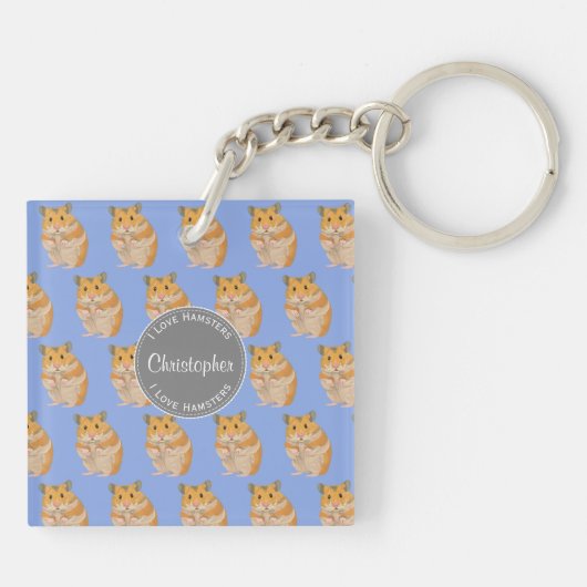 Blue I hou van Hamsters Hamster Pattern Sleutelhanger (Achterkant)