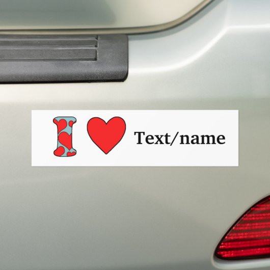 Blue i love costomized bumpersticker (Op auto)