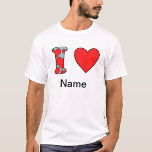 blue i love costomized t-shirt