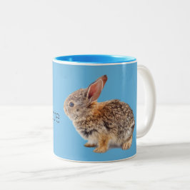 Blue I Love Rabbits Bunny Cottontail Tweekleurige Koffiemok