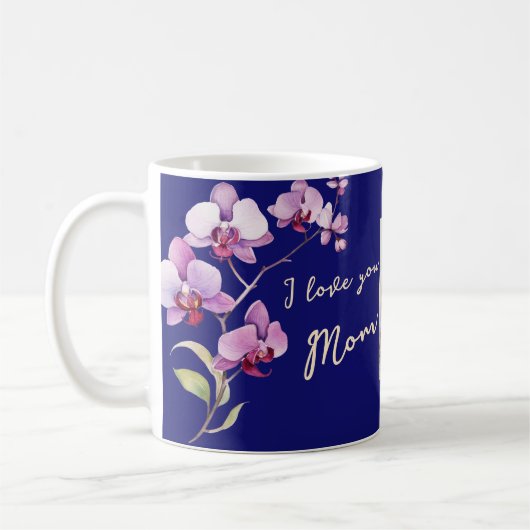 Blue I Love You Mom Floral Mother's Day Photo Koffiemok (Links)