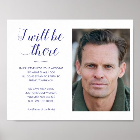 Blue I will be here with Photo Memorial Wedding Poster (Voorkant)