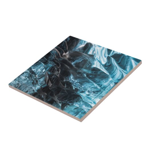 Blue Ice Abstract in ijskootje Tegeltje (Zijkant)
