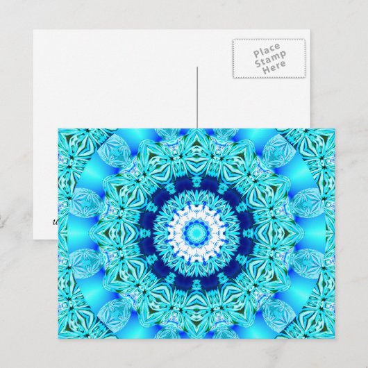 Blue Ice Angel Ring, Abstract Mandala Briefkaart (Voorkant / Achterkant)