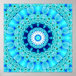 Blue Ice Angel Ring, Abstract Mandala Poster