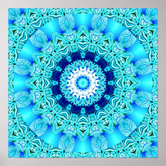 Blue Ice Angel Ring, Abstract Mandala Poster (Voorkant)