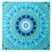 Blue Ice Angel Ring, Abstract Mandala Tegeltje (Voorkant)