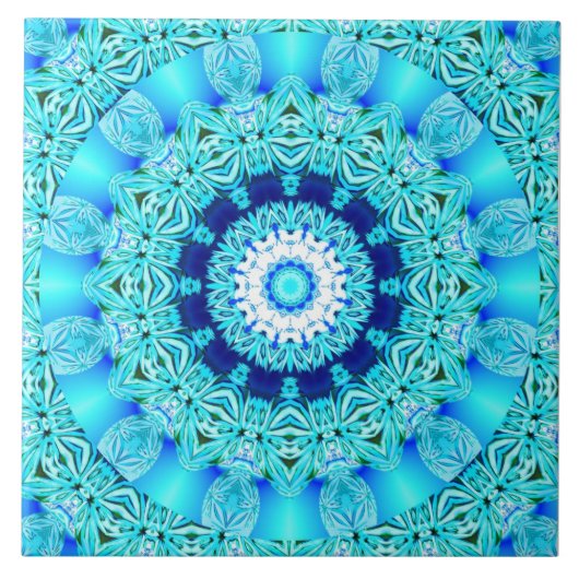 Blue Ice Angel Ring, Abstract Mandala Tegeltje (Voorkant)